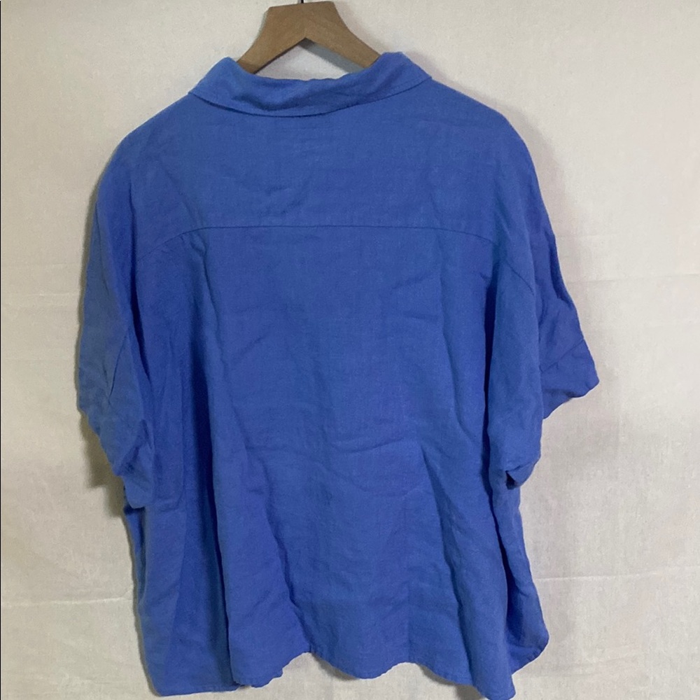 Flax Linen Cornflower Blue Popover Relaxed Polo Collar NWT Size L 14-16 Timeless - Picture 7 of 13